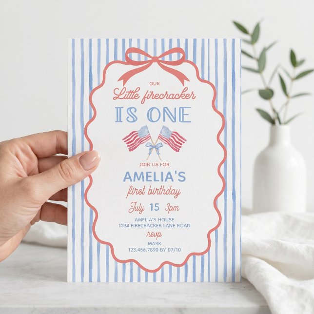 Little Firecracker 4th of July Birthday Invitation (Creator Uploaded)