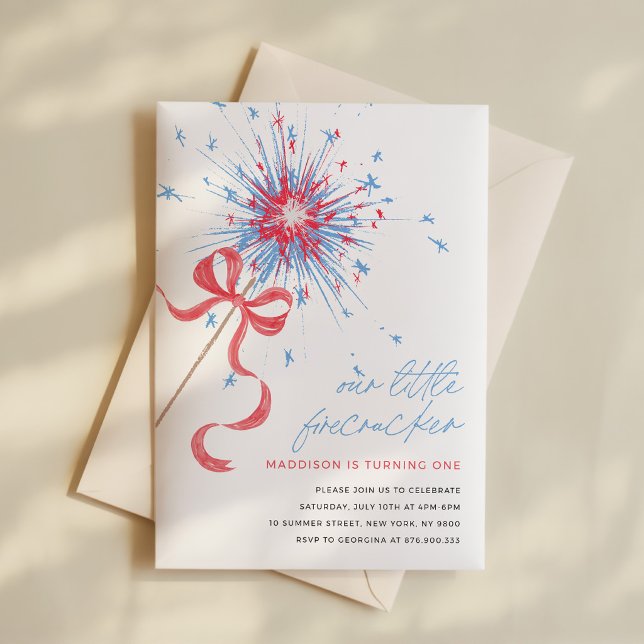 Little Firecracker 4th of July Birthday Invitation (Creator Uploaded)