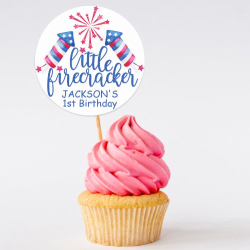 Little Firecracker 4th of July Birthday Party Classic Round Sticker