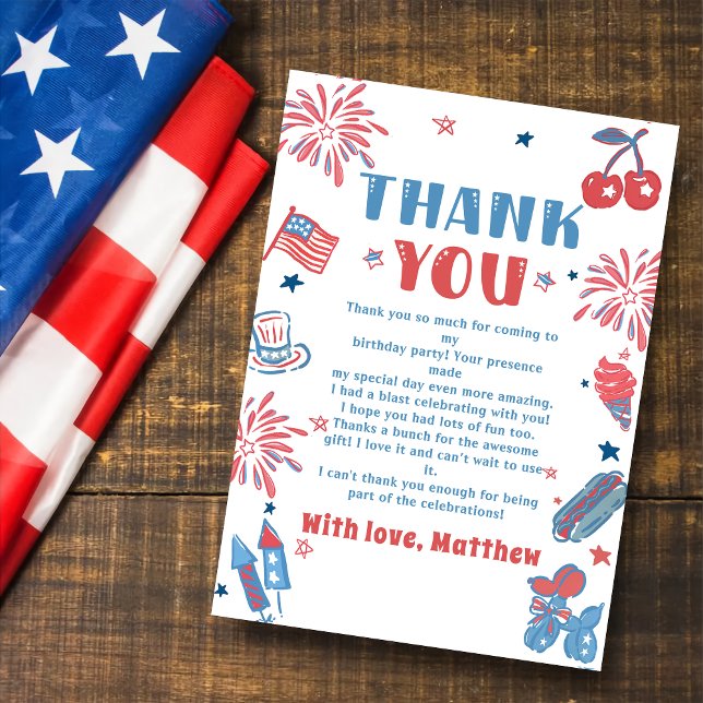 Little Firecracker 4th Of July Birthday Thank You Card (Creator Uploaded)