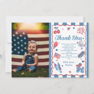 Little Firecracker 4th Of July Birthday Thank You Card