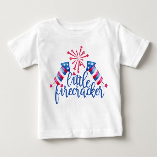 Little Firecracker 4th Of July Birthday Theme Baby T_Shirt