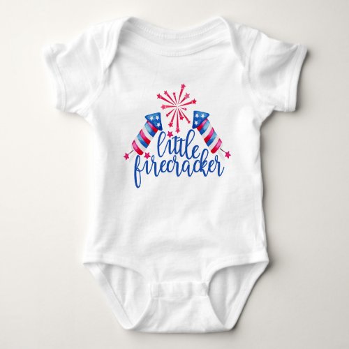 Little Firecracker 4th Of July Patriotic Baby Bodysuit