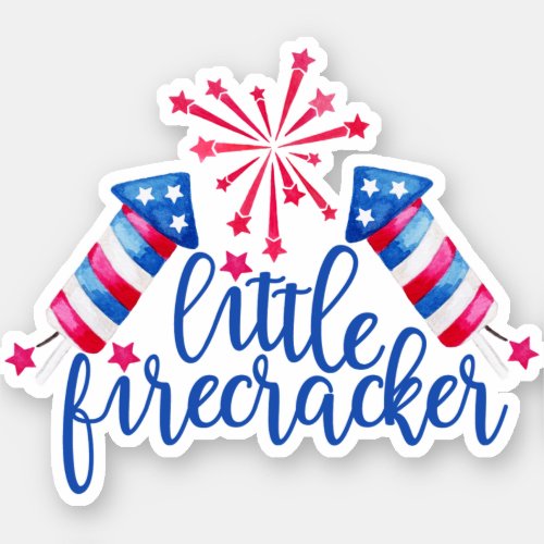 Little Firecracker 4th of July Red White  Blue Sticker