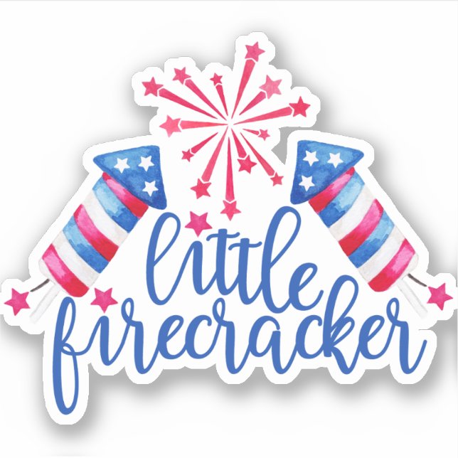 Little Firecracker 4th of July Red White & Blue Sticker (Front)