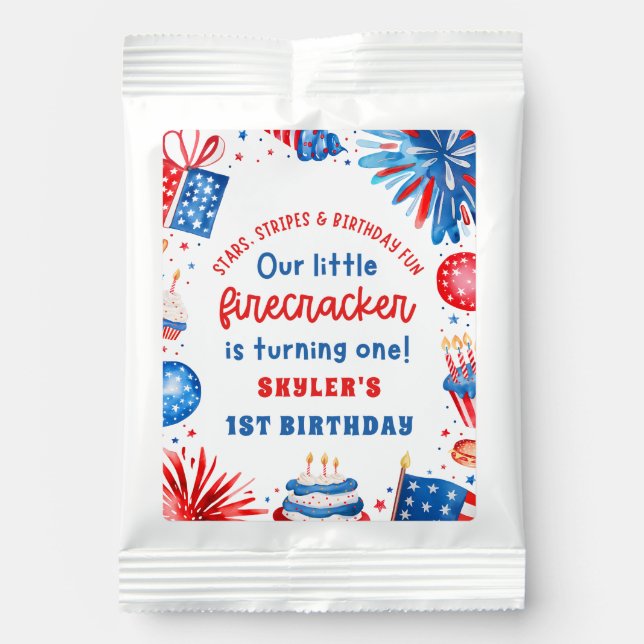 Little Firecracker 4th of July Summer 1st Birthday Lemonade Drink Mix (Front)