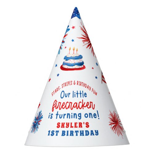 Little Firecracker 4th of July Summer 1st Birthday Party Hat