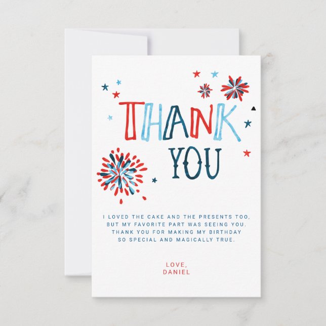 Little Firecracker 4th of July Thank You Card (Front)