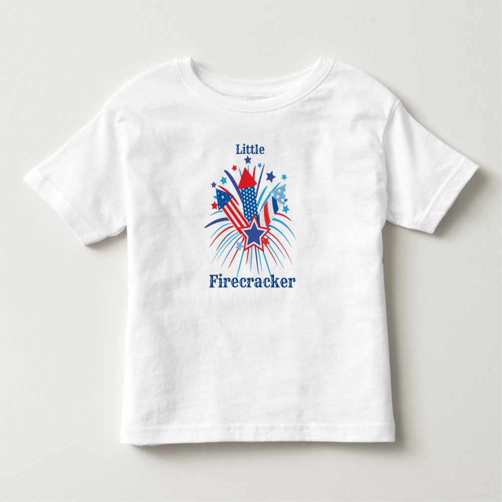 Discover Little Firecracker 4th of July Toddler Personalized T-shirt