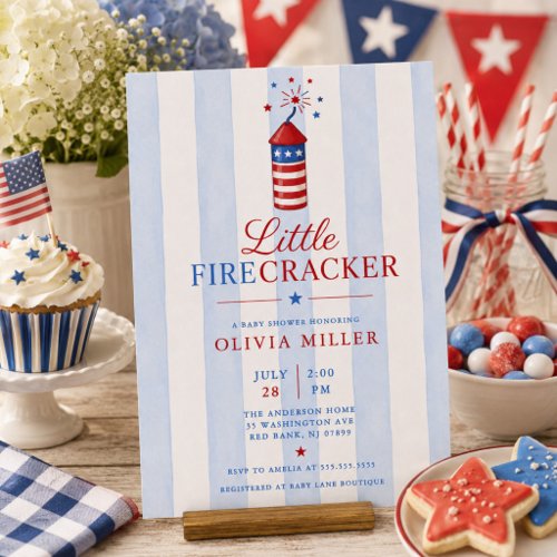 Little Firecracker Baby Shower Invitation