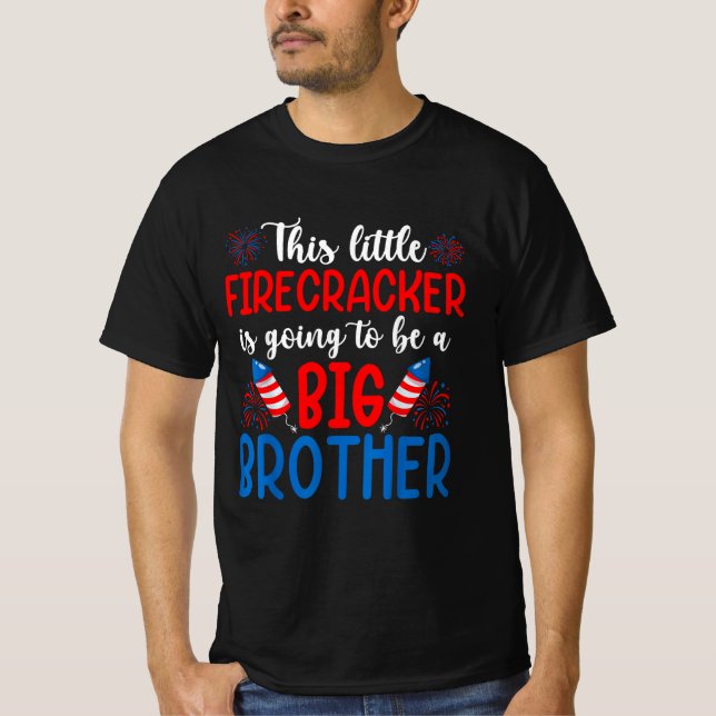 Little Firecracker Big Brother Pregnancy Reveal  T-Shirt (Front)