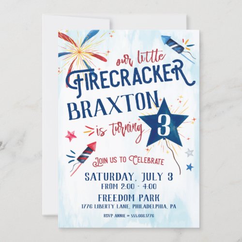 Little Firecracker Birthday Invitation