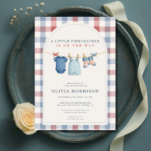 Little Firecracker Clothesline Baby Shower Invitation
