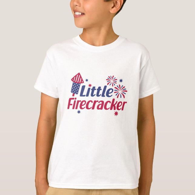Little Firecracker Fireworks 4th Of July Funny  T-Shirt (Front)