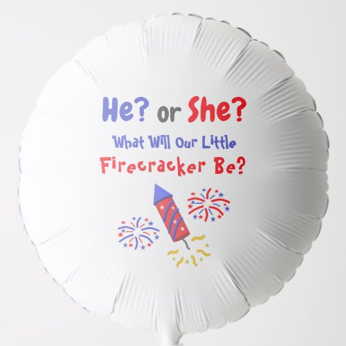 Little Firecracker Gender Reveal Balloon