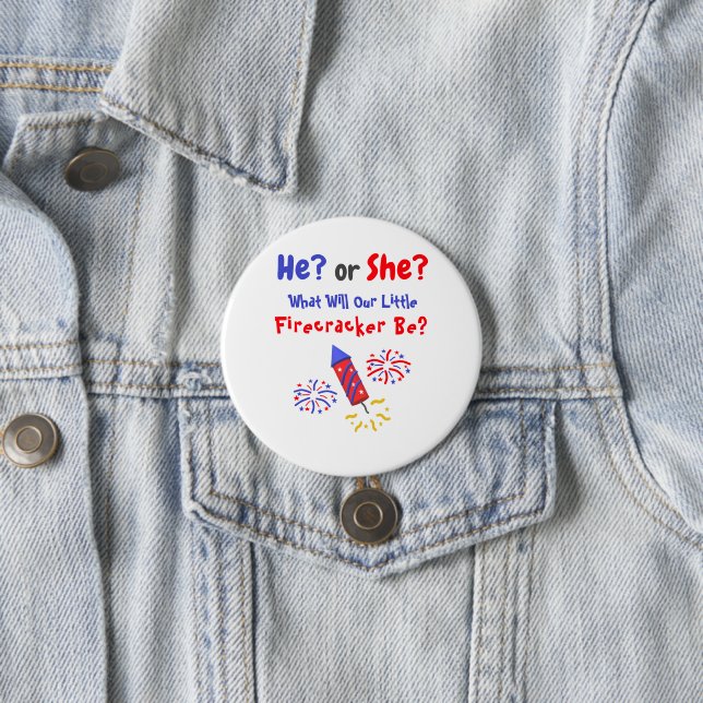 Little Firecracker Gender Reveal Button (In Situ)