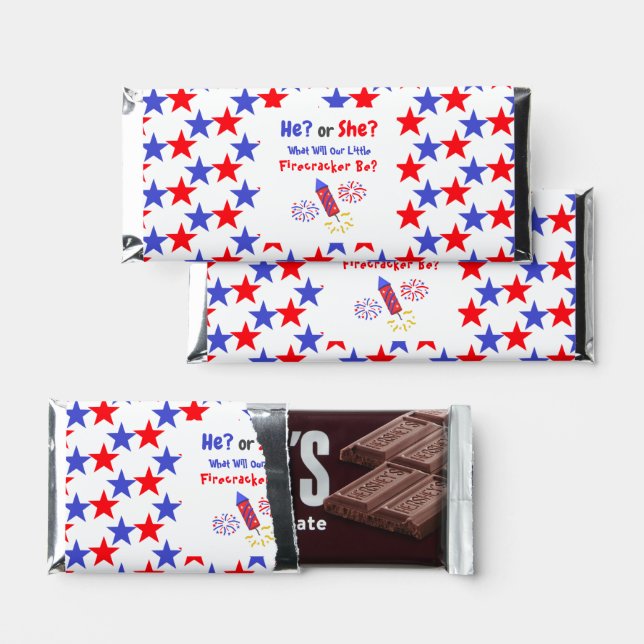 Little Firecracker Gender Reveal Hershey Bar Favors (Front)