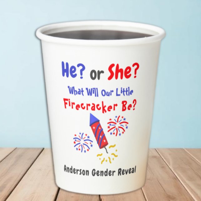 Little Firecracker Gender Reveal Paper Cups (Creator Uploaded)