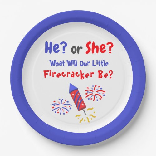 Little Firecracker Gender Reveal Paper Plate