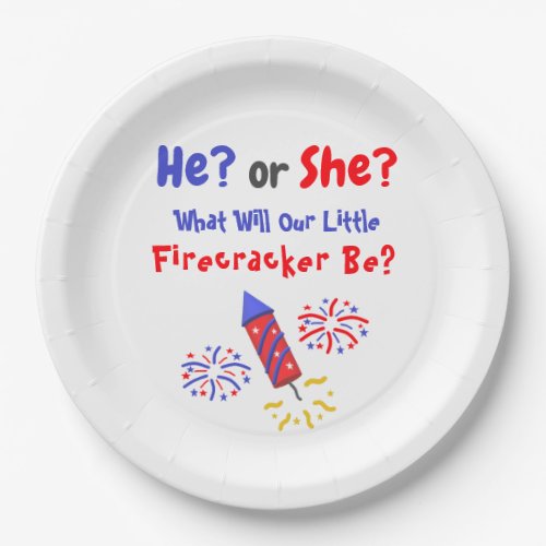 Little Firecracker Gender Reveal Paper Plates