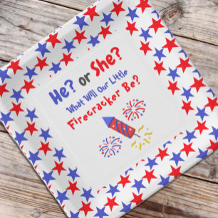 Little Firecracker Gender Reveal Paper Plates