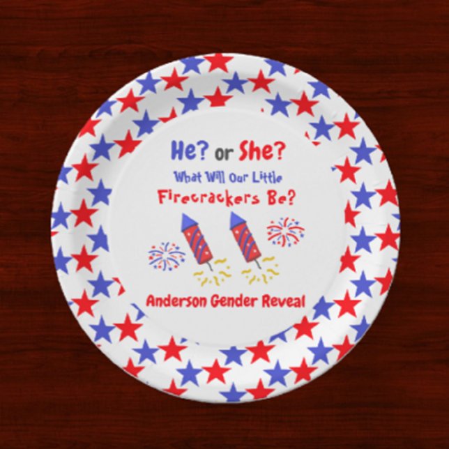Little Firecracker Gender Reveal Paper Plates (Creator Uploaded)