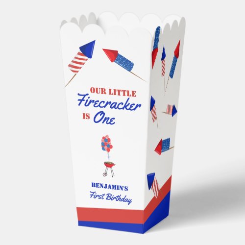 Little Firecracker is One First Birthday July 4th Favor Boxes