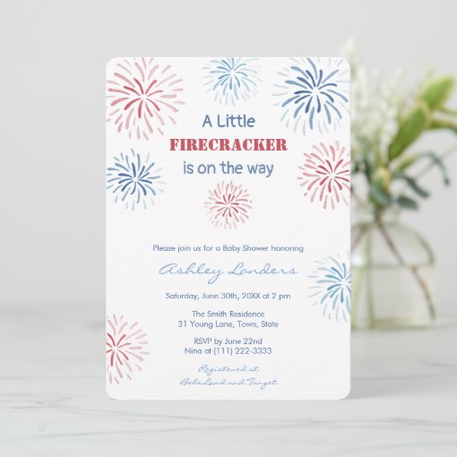 Little Firecracker On The Way Baby Shower Party Invitation | Zazzle