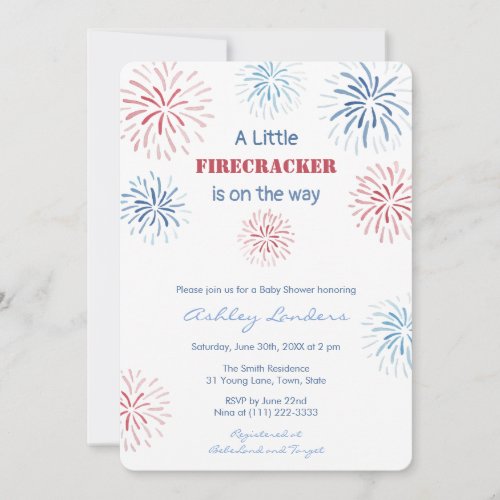 Little Firecracker On The Way Baby Shower Party Invitation