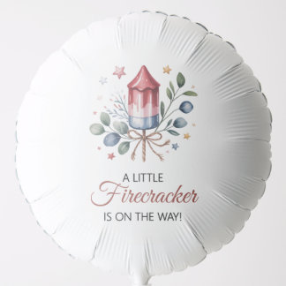 Little Firecracker Watercolor July 4th Baby Shower Balloon