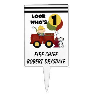 Little Firefighter 1st Birthday Cake Topper