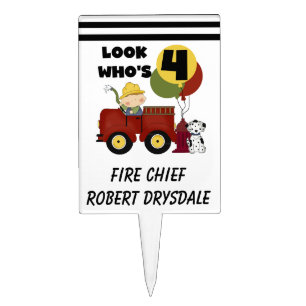 Little Firefighter 4th Birthday Cake Topper