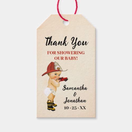 Little Firefighter Baby Shower Favor Gift Tags