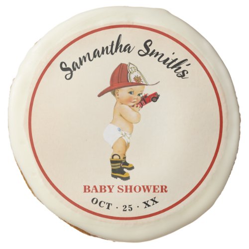 Little Firefighter Baby Shower Favor Sugar Cook Sugar Cookie