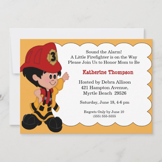 Little Firefighter Baby Shower Invitation (Front)