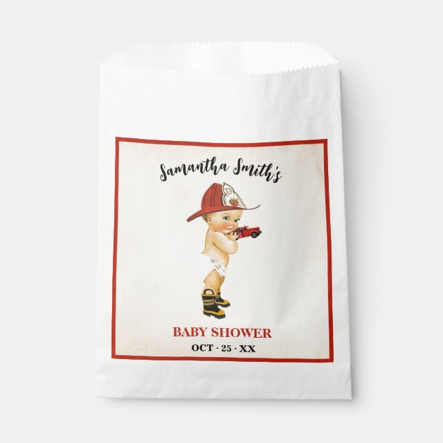 Little Firefighter Baby Shower Party Favor Bag (Front)