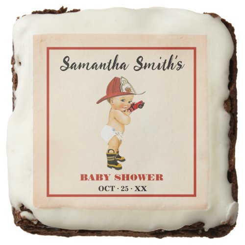 Little Firefighter Baby Shower Party Favor Brownie