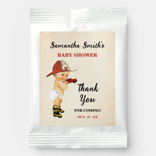 Little Firefighter Baby Shower Party Favor Lemonade Drink Mix (Front)
