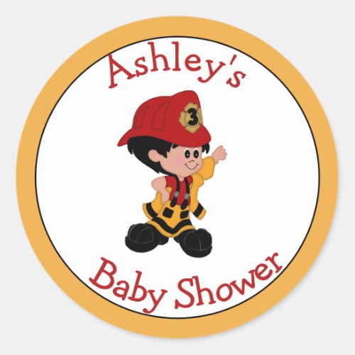 Little Firefighter Baby Shower Stickers