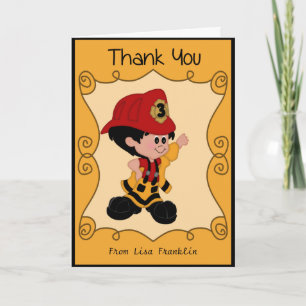 Little Firefighter Baby Shower Thank You Note Card