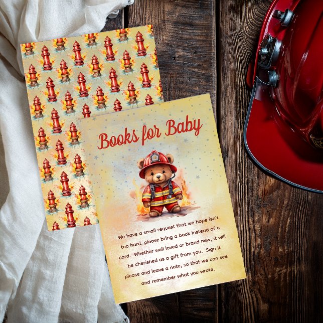 Little Firefighter Bear Baby Shower Books for Baby (Little Firefighter Teddy Bear Books for Baby Insert Card)