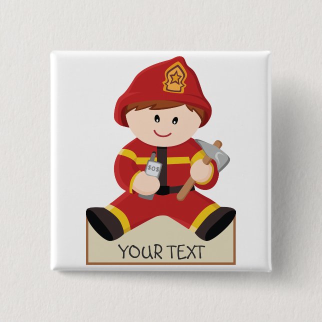 little firefighter fireman button (Front)