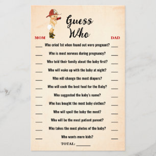 Little Firefighter Guess Who Baby Shower Game Card Flyer