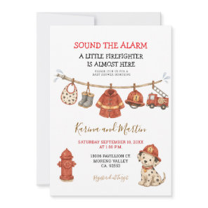 Little Firefighter on the Way Baby Shower  Invitation