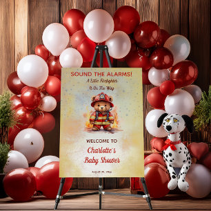 Little Firefighter Teddy Bear Baby Shower Welcome Foam Board