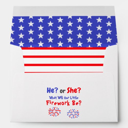 Little Firework American Gender Reveal Envelope