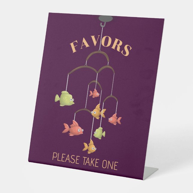 Little Fish Crimson Baby Shower Favors Pedestal Sign (Front)