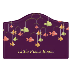 Little Fish Crimson Red Kids Nursery Door Sign