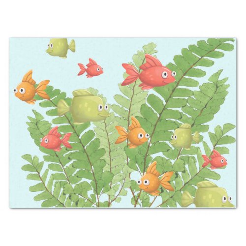 Little Fish Seaweed Colorful Ocean Decoupage  Tiss Tissue Paper