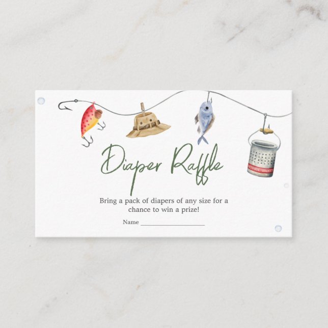 Little Fisherman Baby Shower Diaper Raffle Enclosure Card (Front)